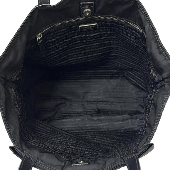 Auth PRADA - Black Nylon Leather Tote Bag - Picture 9 of 13